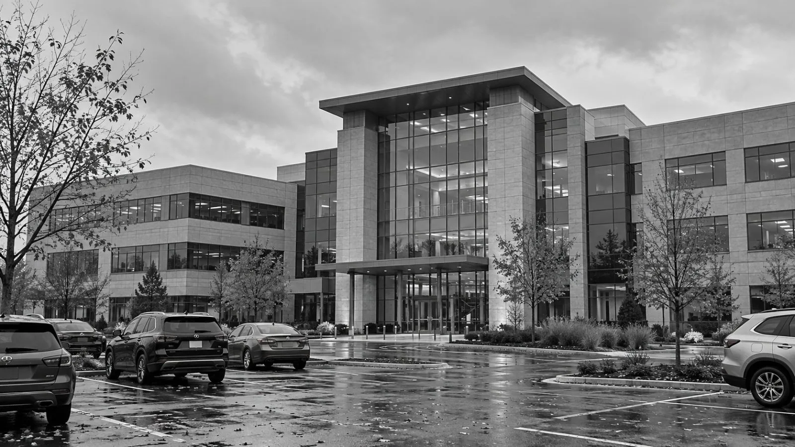 The bank’s headquarters stands along East Beltline in Grand Rapids, Michigan. (AI-generated image / EconoTimes)