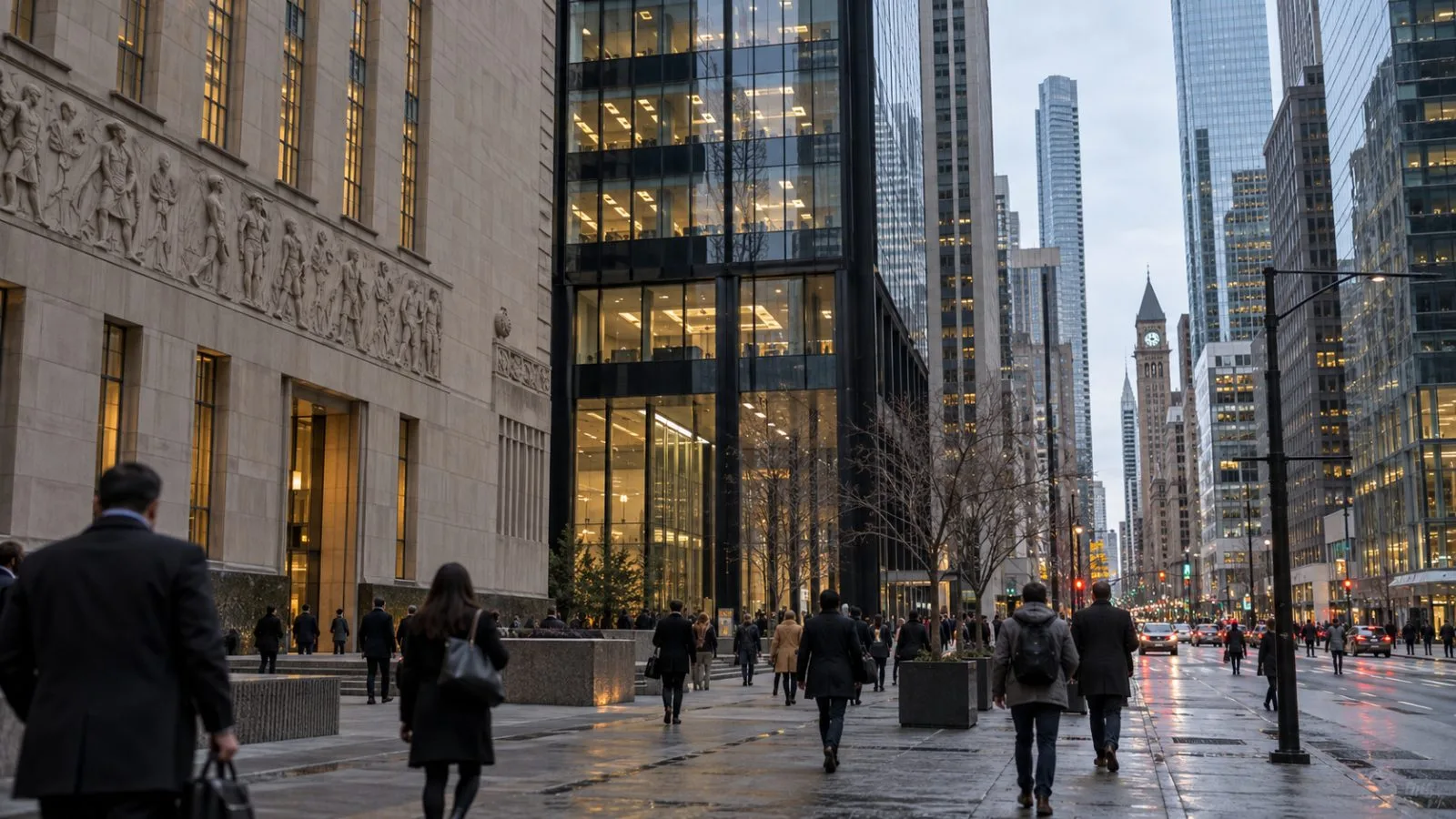 Commuters walk through Toronto's financial district on an overcast afternoon. (AI-generated image / EconoTimes)