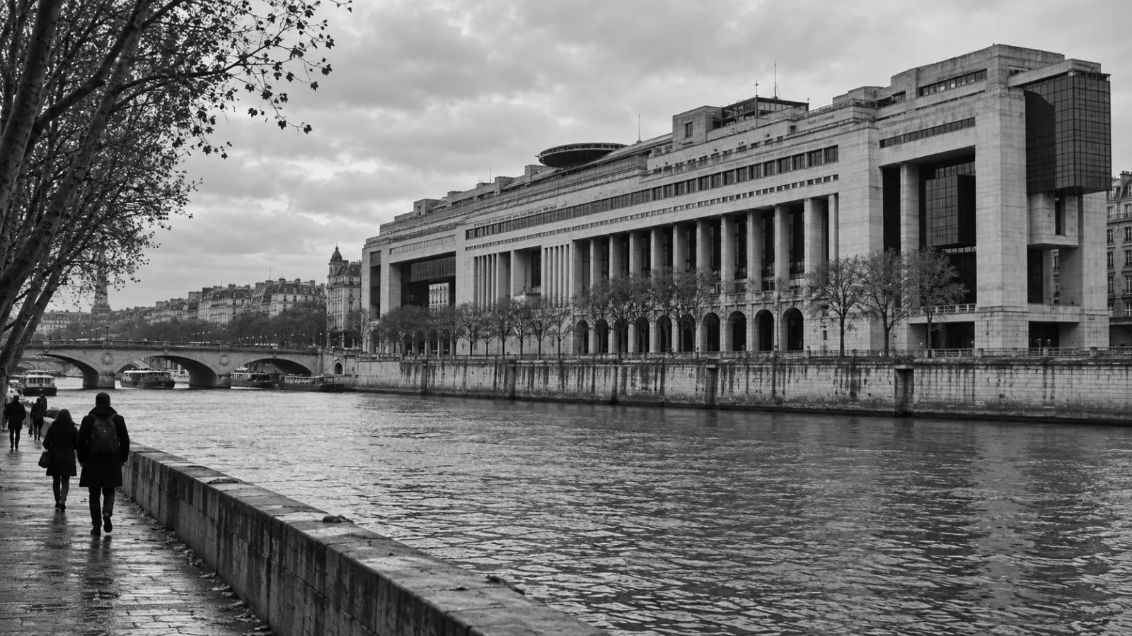 Pedestrians pass the French finance ministry beside the Seine in Paris. (AI-generated image / EconoTimes)