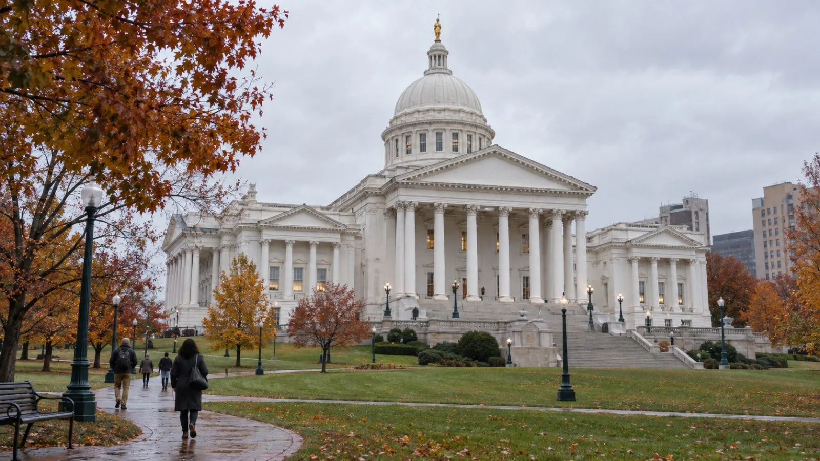 The Virginia State Capitol stands beneath an overcast sky in Richmond, Virginia (AI-generated image / EconoTimes)