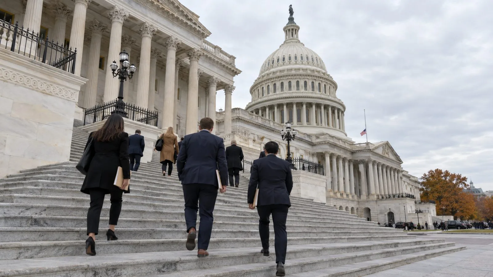 People climb the east steps of the U.S. Capitol in Washington, D.C. (AI-generated image / EconoTimes)