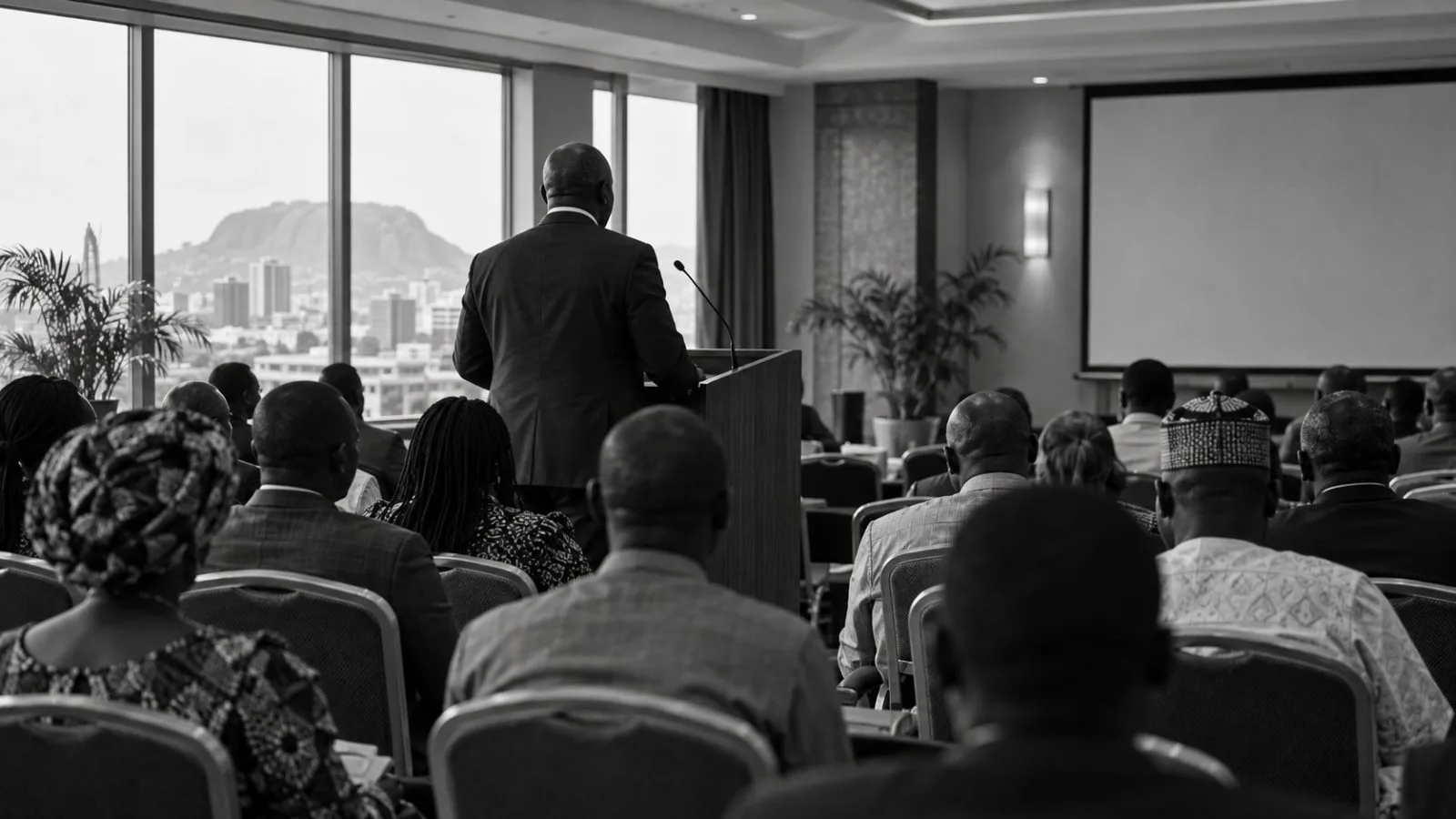A speaker addresses a public health conference in Abuja, Nigeria. (AI-generated image / EconoTimes)
