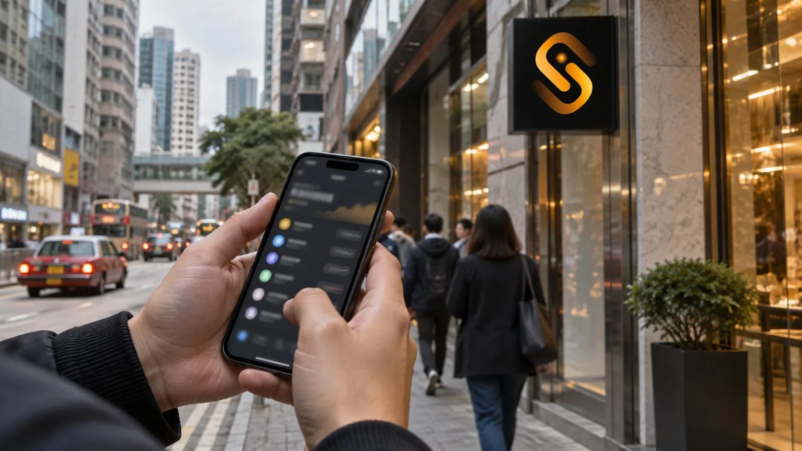 A pedestrian checks a phone on Lockhart Road in Wan Chai, Hong Kong / EconoTimes.ai
