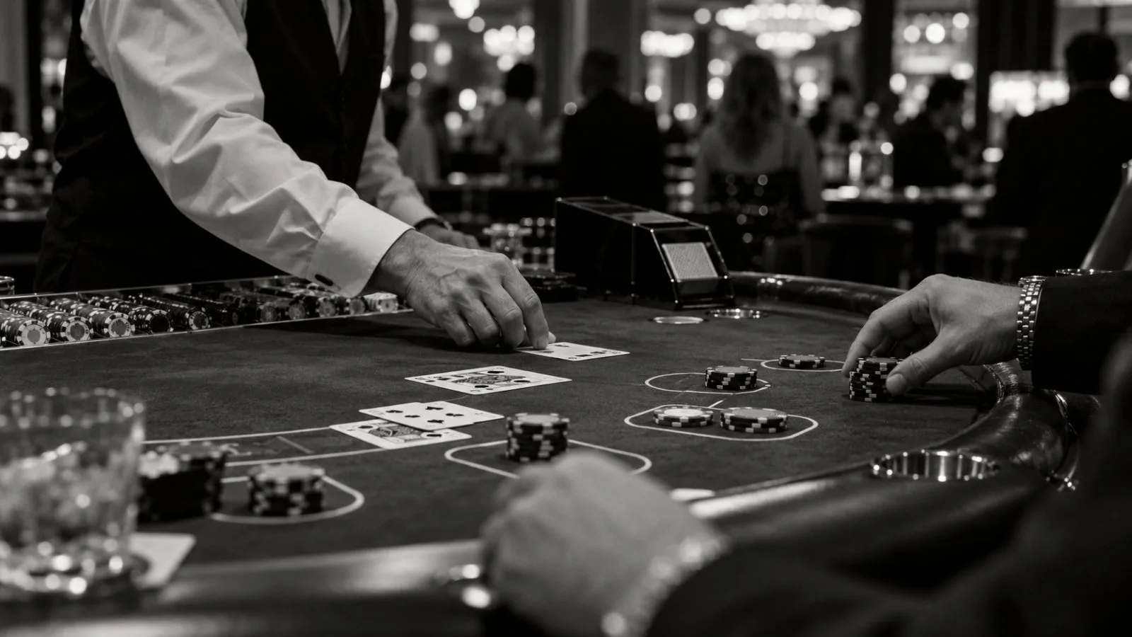 Players place bets beside used cards at a blackjack table in a Las Vegas casino. (AI-generated image / EconoTimes)