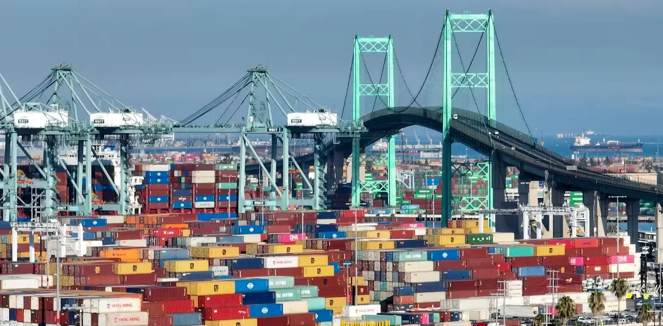 An aerial view of the the Port of Los Angeles, which is the nation’s largest container port. Allen J. Schaben/Los Angeles Times via Getty Images