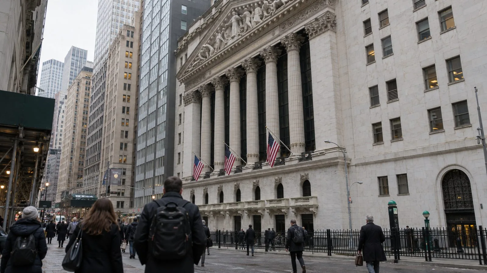 Pedestrians pass the New York Stock Exchange on Broad Street in Manhattan. (AI-generated image / EconoTimes)