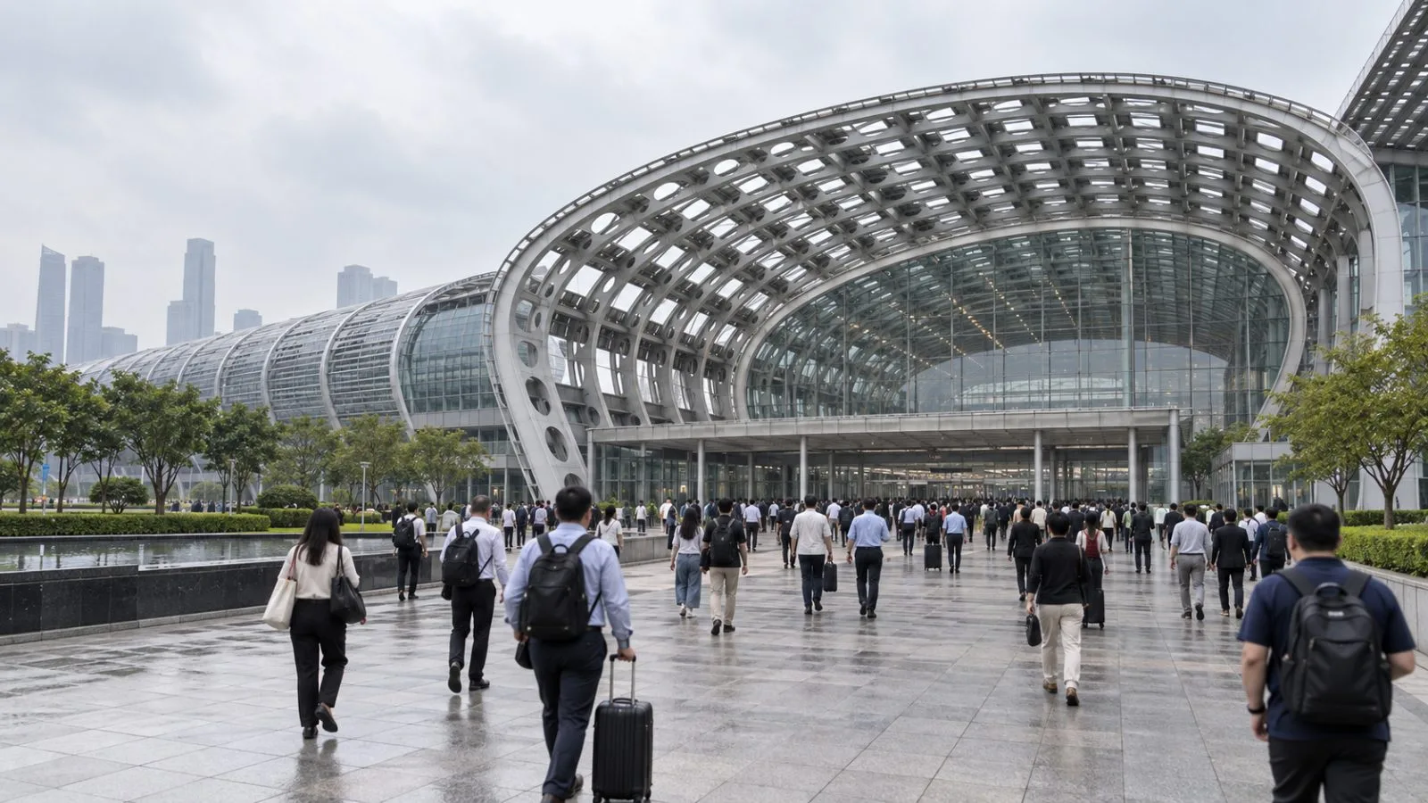 Visitors enter the China Import and Export Fair Complex in Guangzhou, China. / EconoTimes.ai