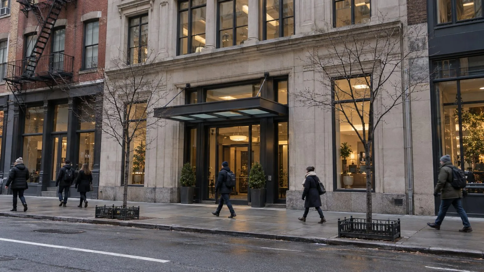 Pedestrians pass the Roundhill Investments office building on West 14th Street in Manhattan. (AI-generated image / EconoTimes)
