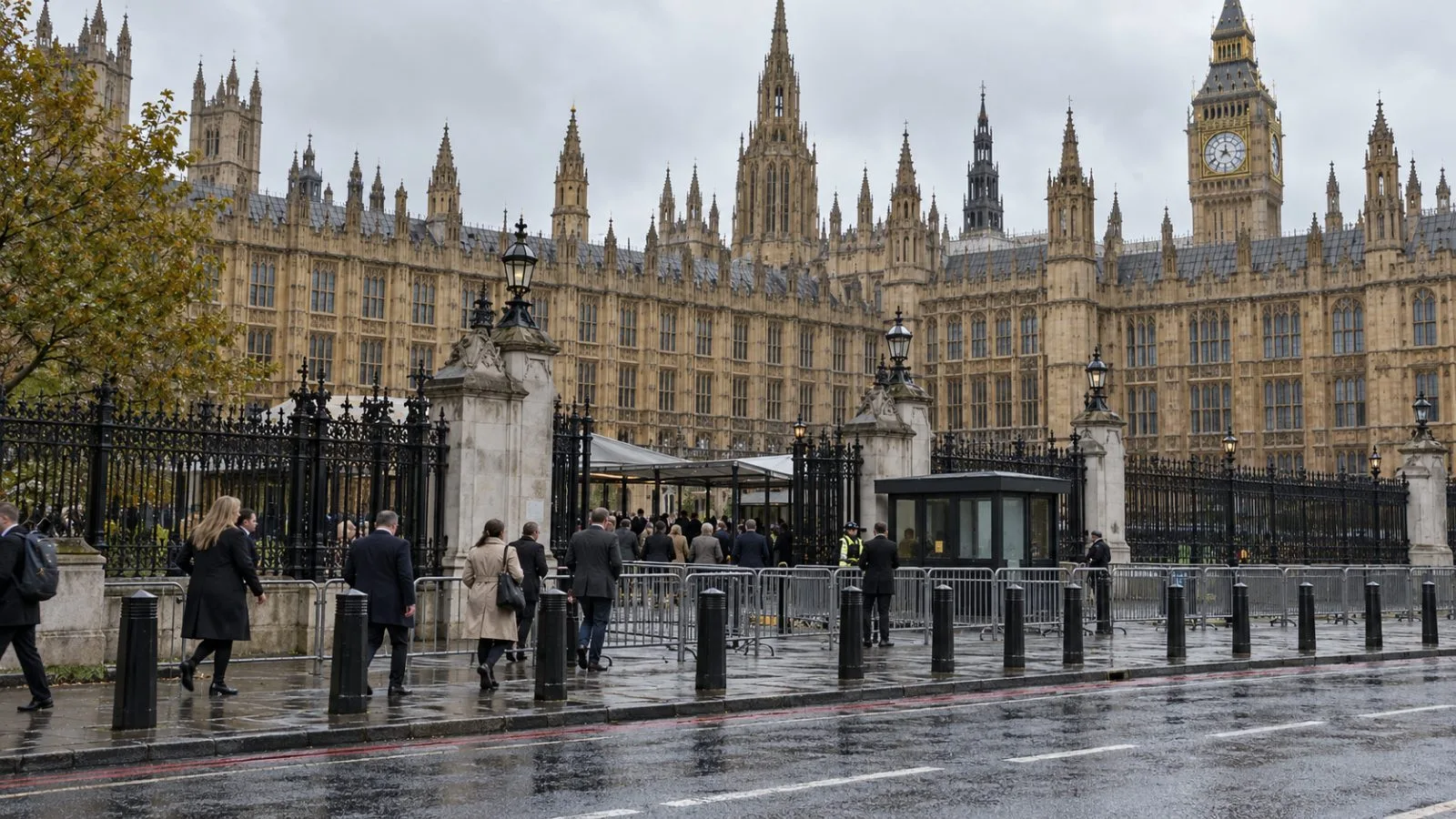 Members and staff enter the Palace of Westminster in London ahead of a parliamentary session. (AI-generated image / EconoTimes)