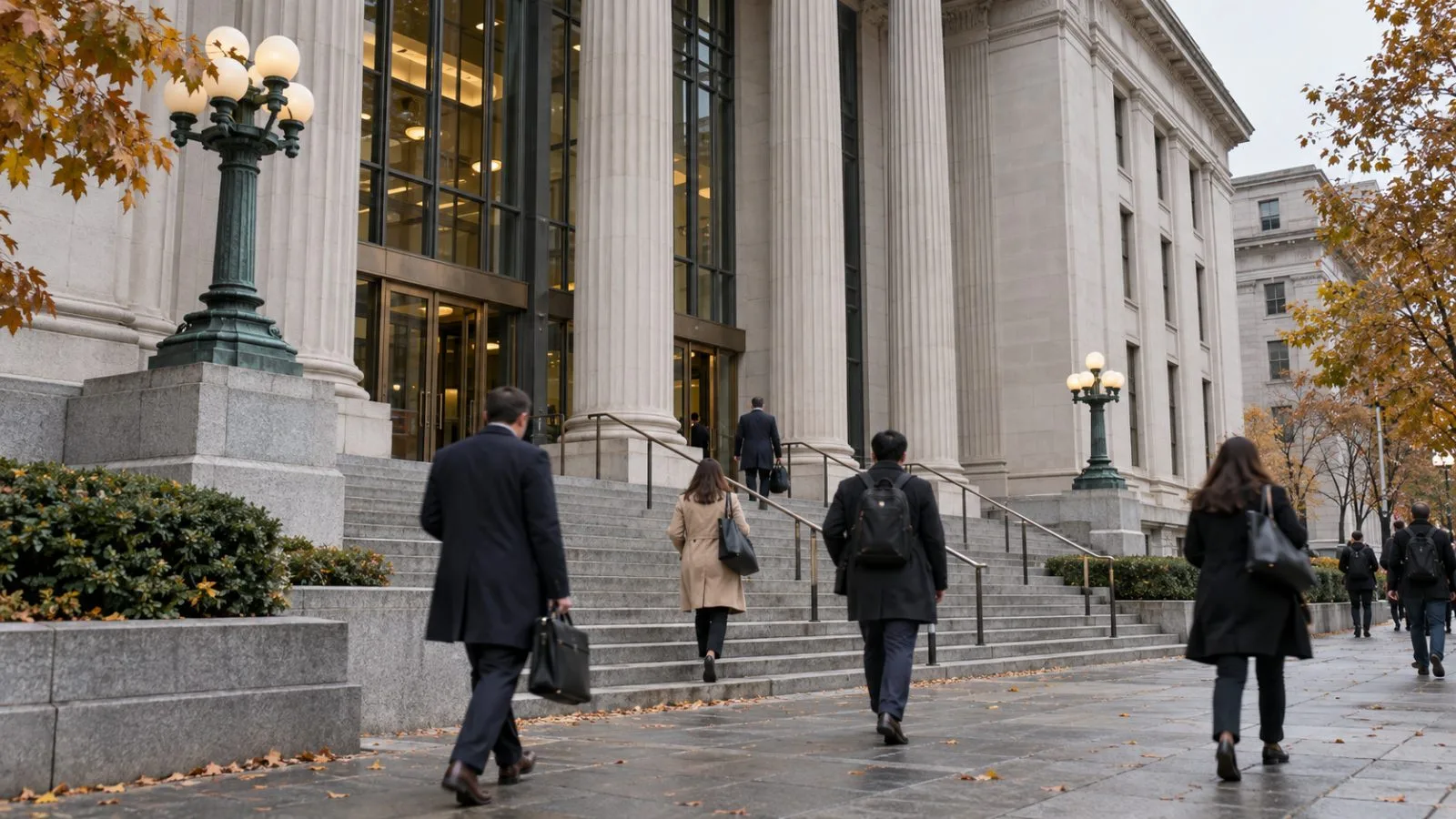 Pedestrians pass the Securities and Exchange Commission headquarters in Washington, D.C. (AI-generated image / EconoTimes)
