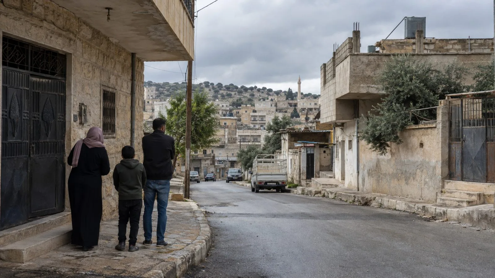 Residents walk along a residential street in northern Syria. (AI-generated image / EconoTimes)