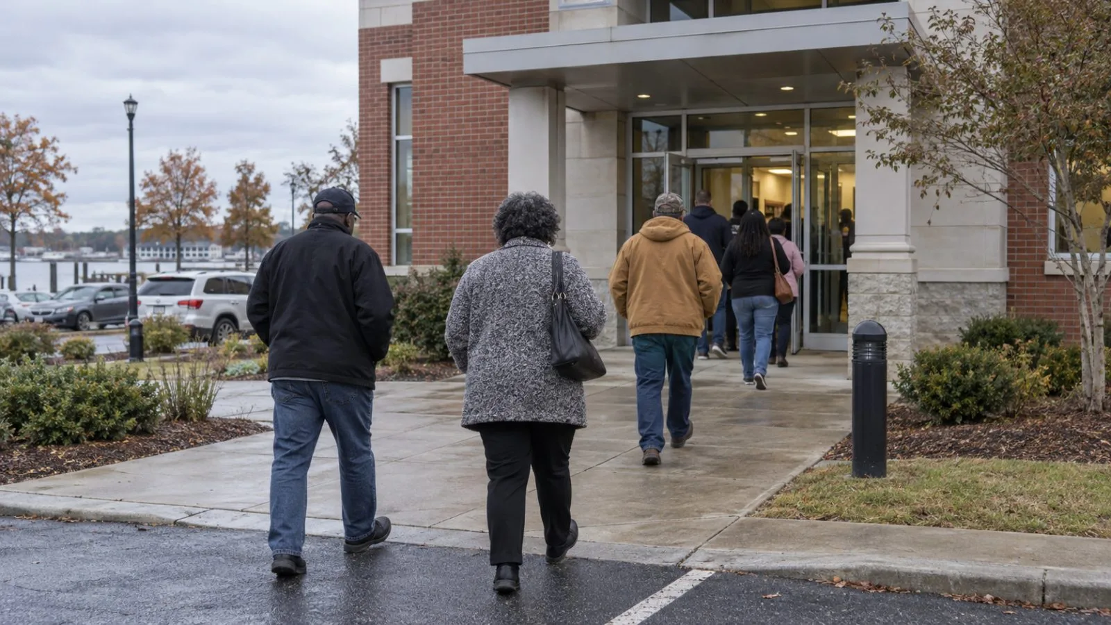 Voters approach an early voting site in Elizabeth City, North Carolina. (AI-generated image / EconoTimes)