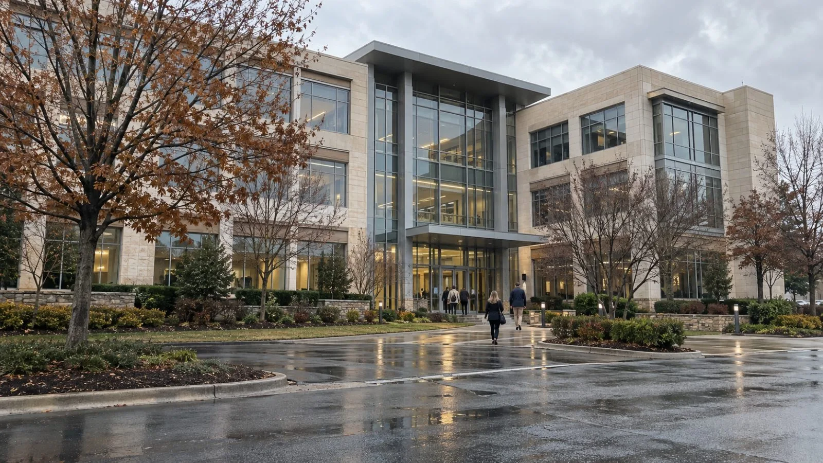 Employees enter a health care services office building in Brentwood, Tennessee (AI-generated image / EconoTimes)