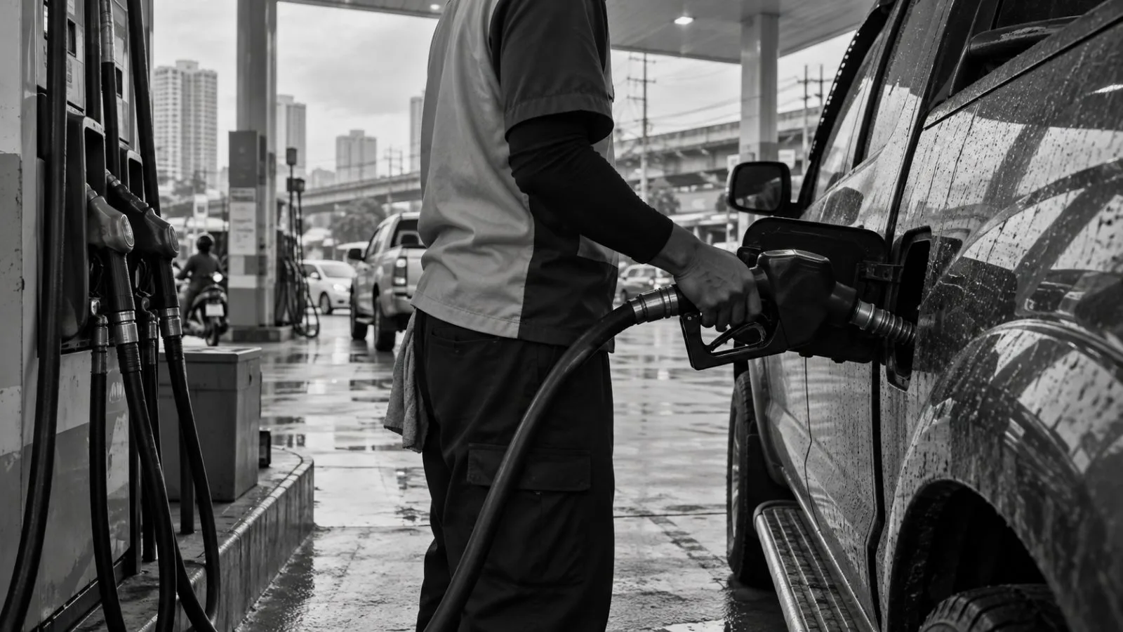 A worker refuels a pickup at a service station in Bangkok, Thailand. (AI-generated image / EconoTimes)
