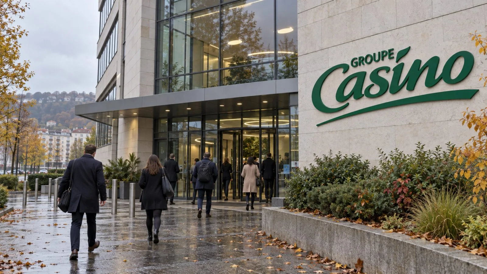 Employees enter the retailer’s headquarters in Saint-Étienne, France, on an overcast morning. / EconoTimes.ai