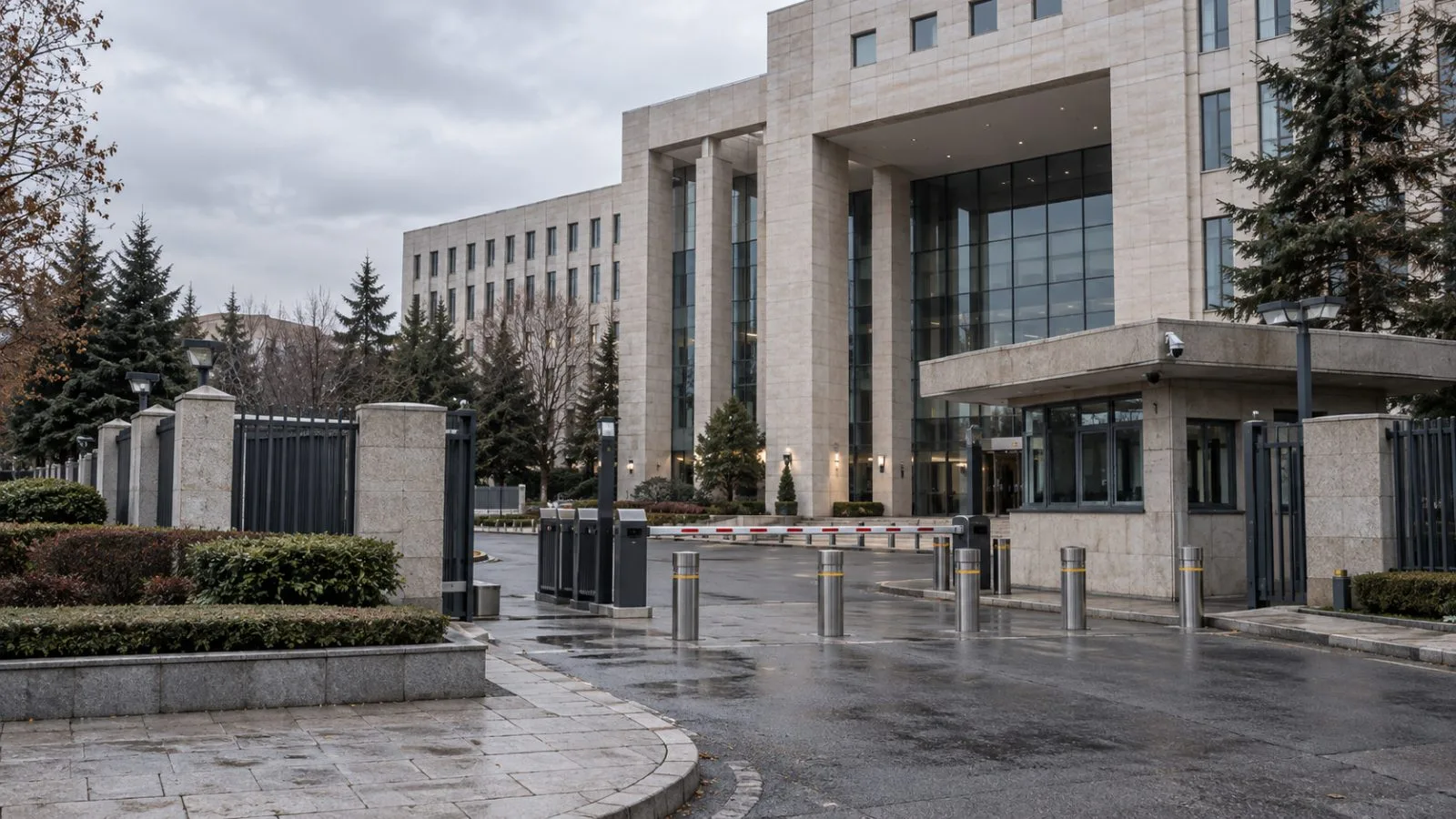 The Turkish Foreign Ministry building stands beneath an overcast morning sky in Ankara (AI-generated image / EconoTimes)