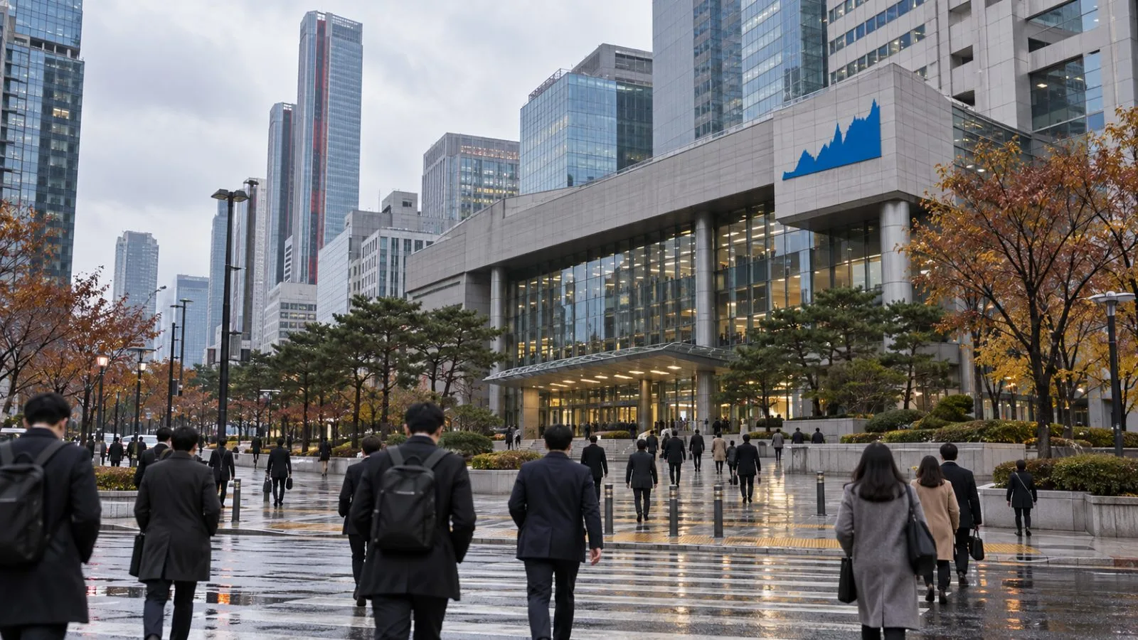 Pedestrians cross Yeouido’s financial district in Seoul on an overcast afternoon. / EconoTimes.ai