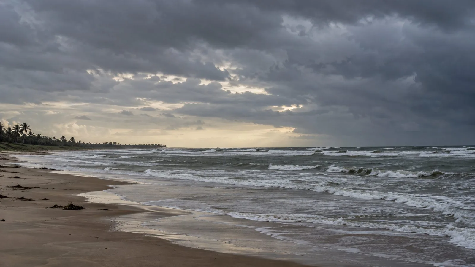 Storm clouds gather over the Bay of Bengal off Bapatla, Andhra Pradesh. (AI-generated image / EconoTimes)