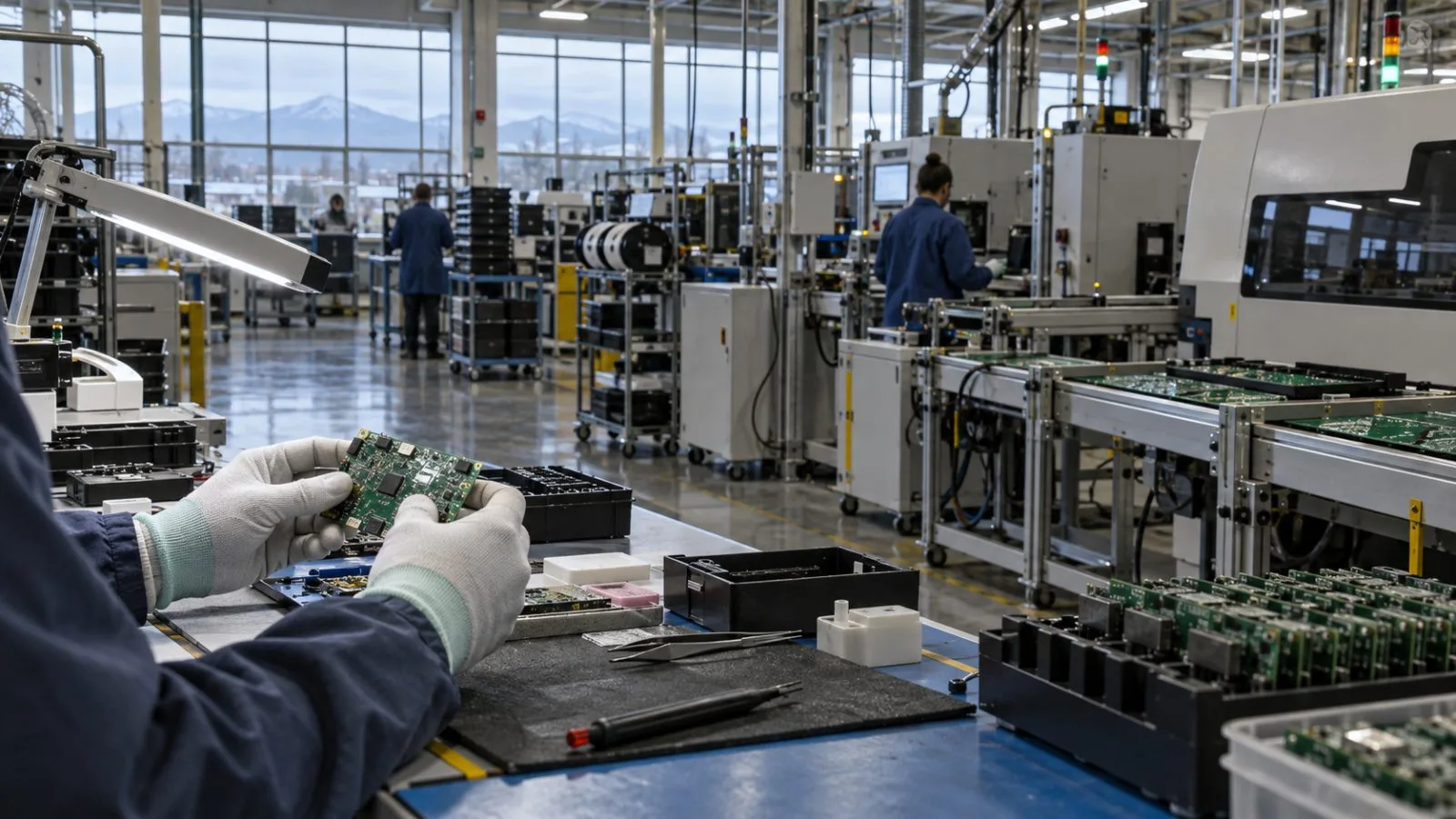 Circuit boards move through an electronics manufacturing line in Aurora, Colorado (AI-generated image / EconoTimes)