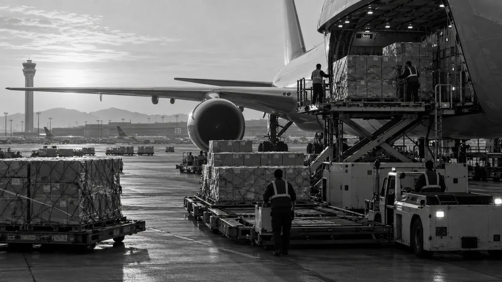 Cargo workers load freight at Incheon International Airport in Incheon, South Korea. (AI-generated image / EconoTimes)
