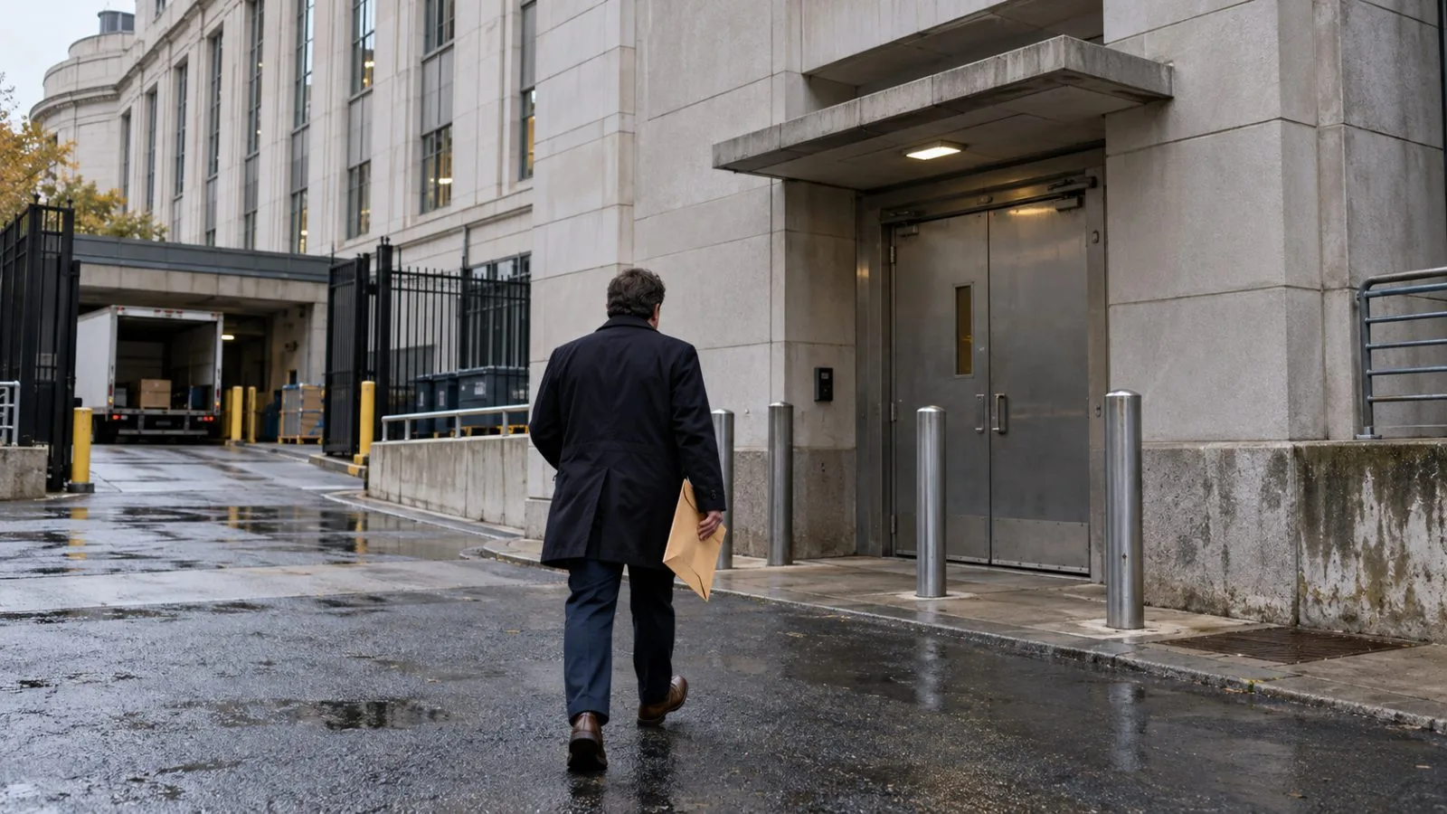 A courier approaches the SEC mailroom entrance in Washington, D.C. (AI-generated image / EconoTimes)