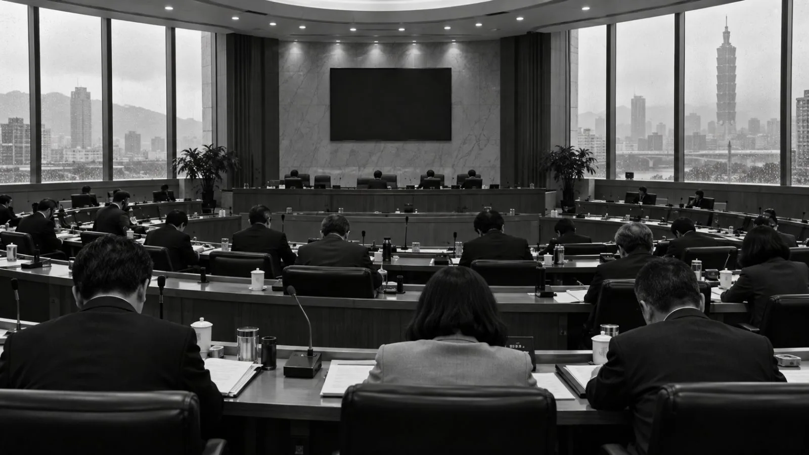 Lawmakers meet for a budget review inside Taiwan's Legislative Yuan in Taipei. (AI-generated image / EconoTimes)