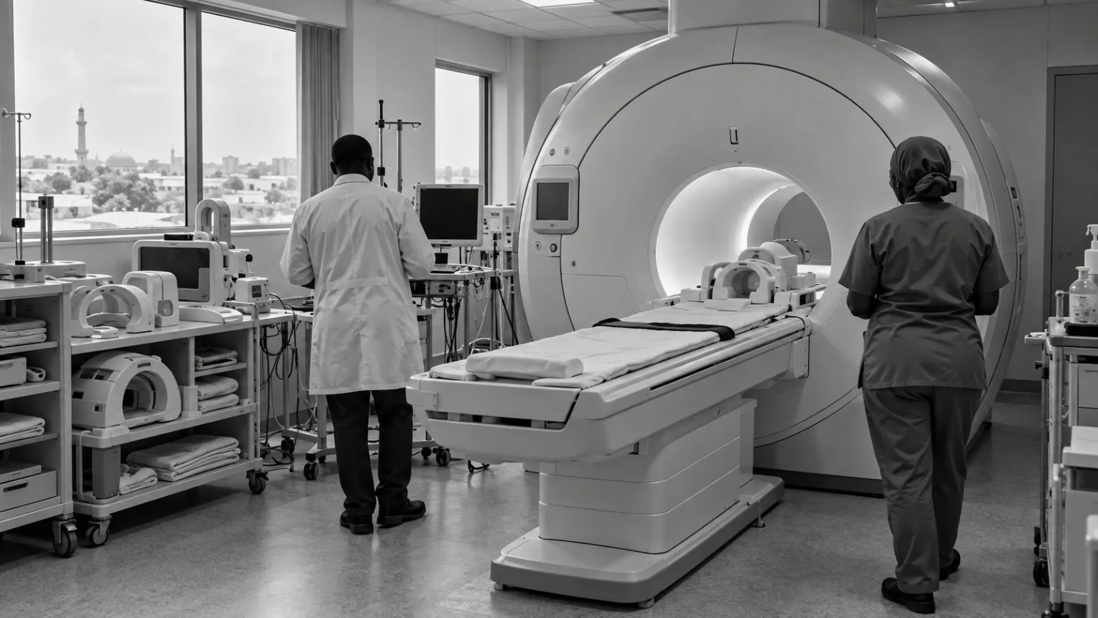 An MRI scanner stands in a diagnostic suite at a teaching hospital in Maiduguri, Nigeria. (AI-generated image / EconoTimes)