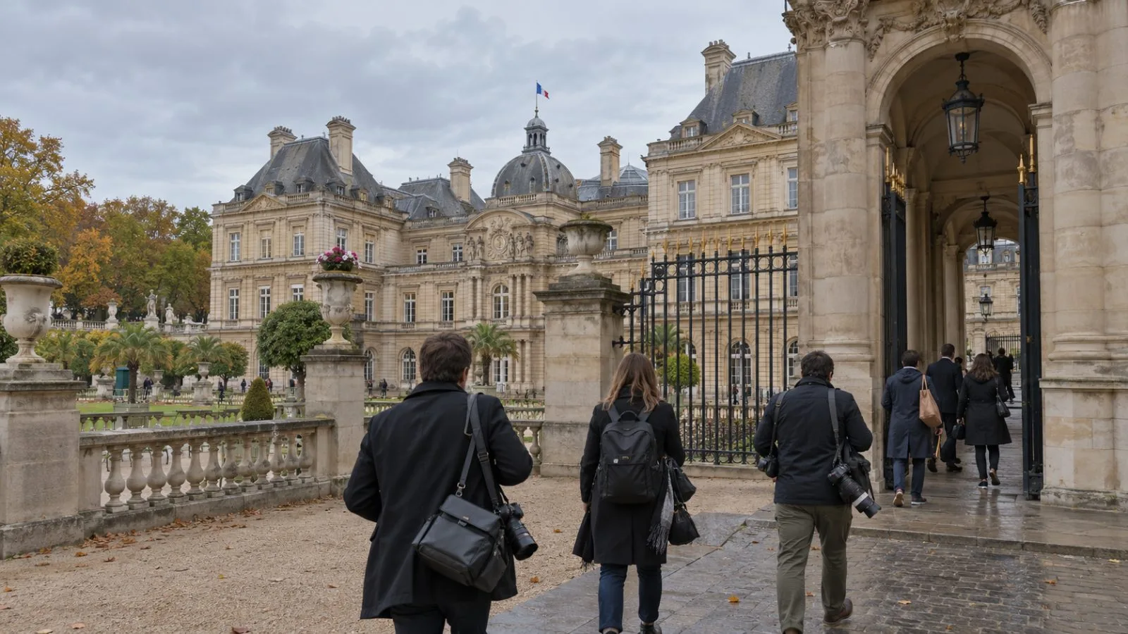 Journalists enter the French Senate at the Palais du Luxembourg in Paris. (AI-generated image / EconoTimes)