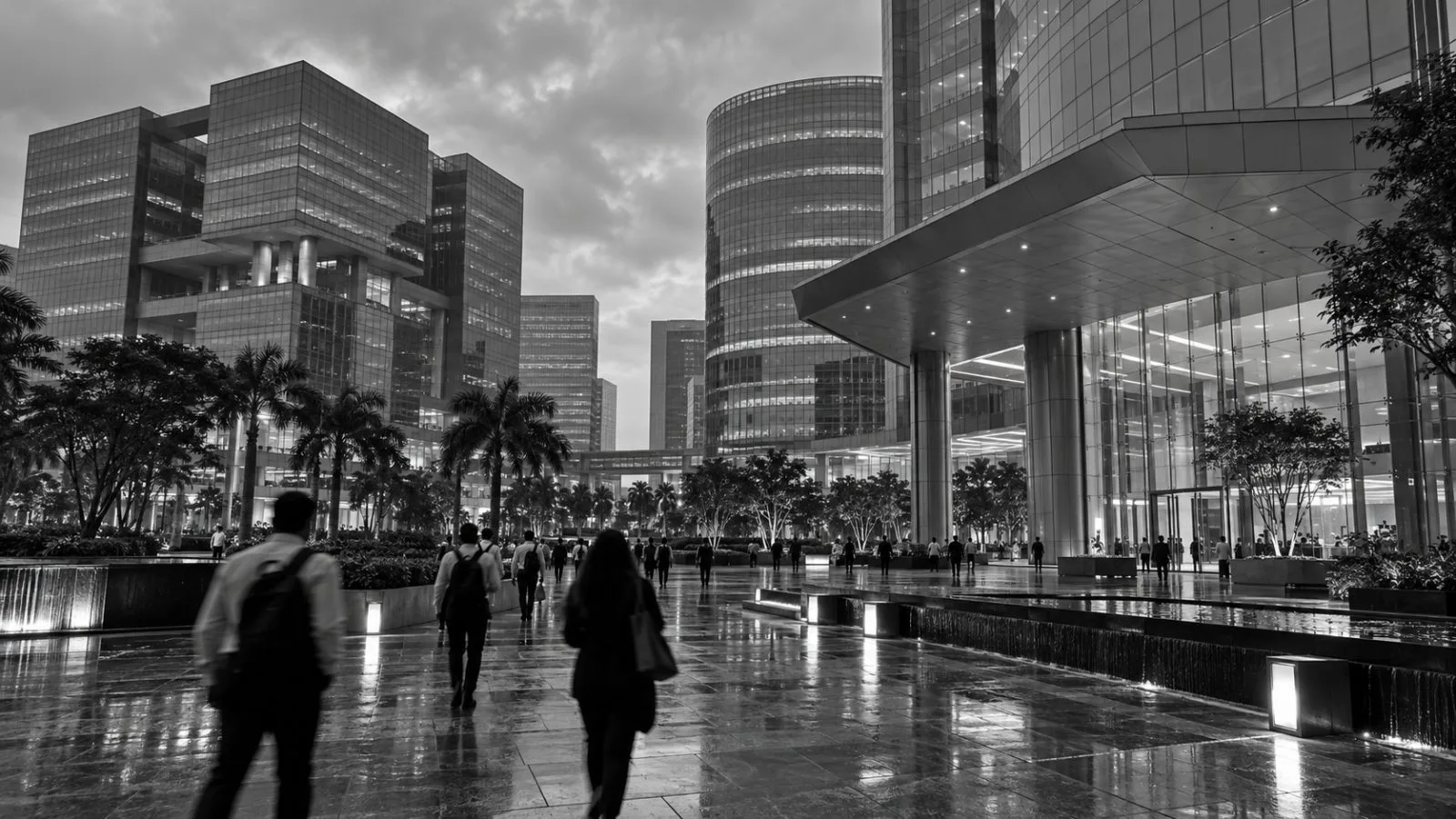 Commuters pass Exchange Plaza, home to the National Stock Exchange, in Mumbai, India. (AI-generated image / EconoTimes)
