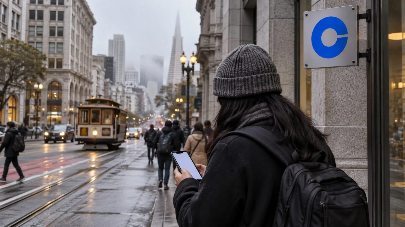 A commuter checks a smartphone on Market Street in San Francisco, California. / EconoTimes.ai