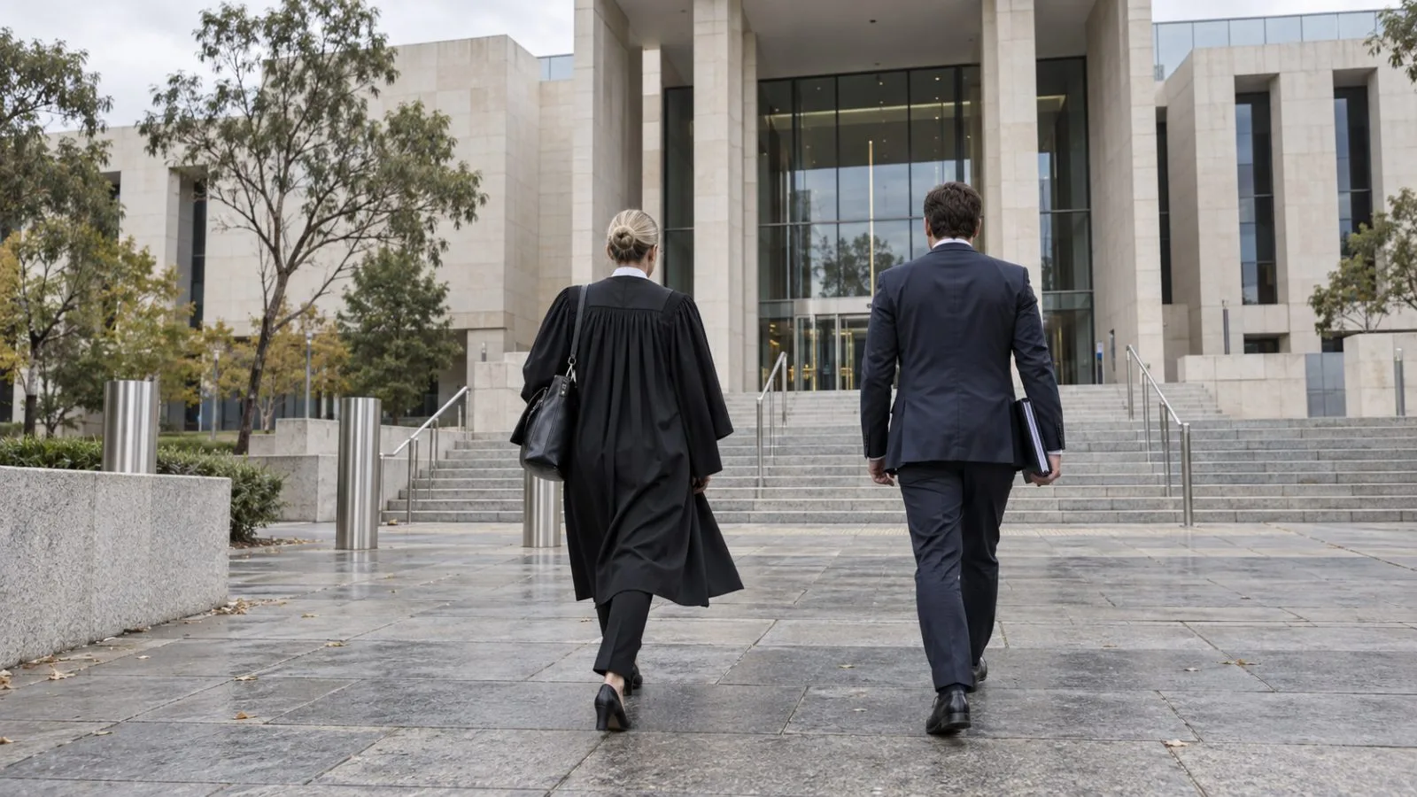 Lawyers approach the Supreme Court of the Australian Capital Territory in Canberra on an overcast morning (AI-generated image / EconoTimes)