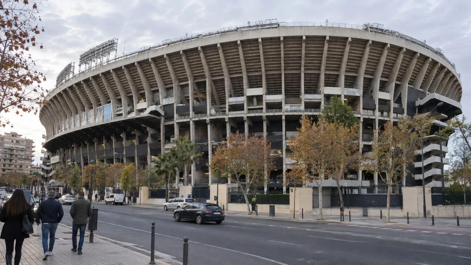 Mestalla stadium stands above the surrounding streets in Valencia, Spain. (AI-generated image / EconoTimes)