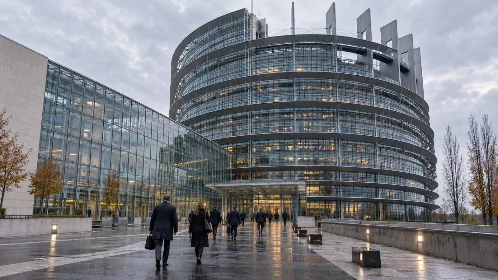 Lawmakers enter the European Parliament in Strasbourg, France, ahead of a plenary session. (AI-generated image / EconoTimes)