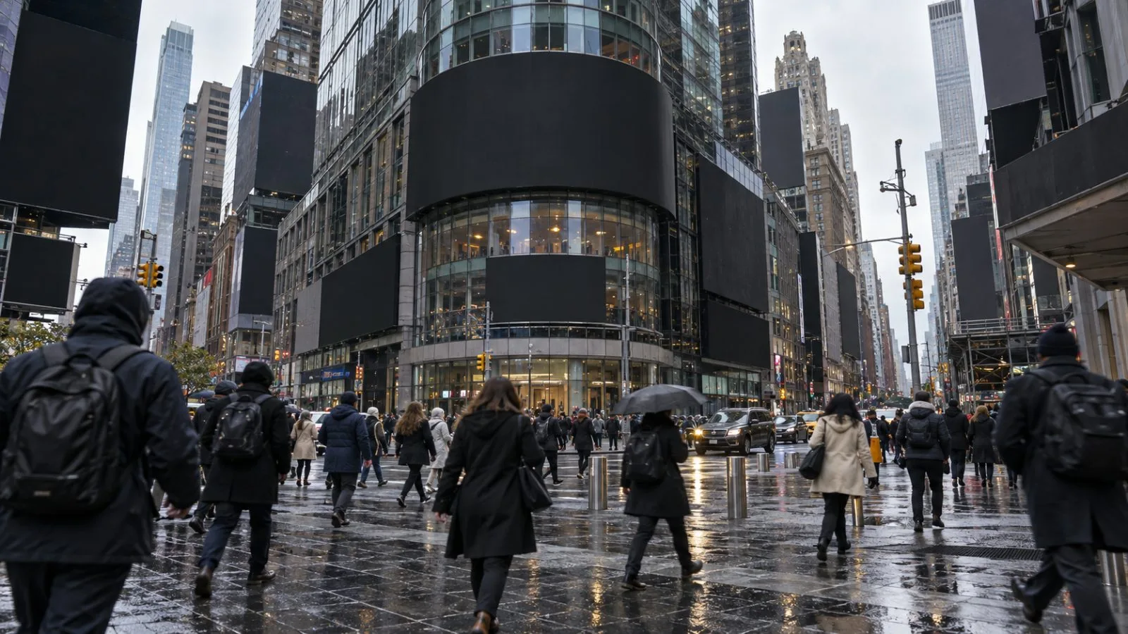 Pedestrians cross Times Square beside Nasdaq MarketSite in New York during a Friday trading session. (AI-generated image / EconoTimes)