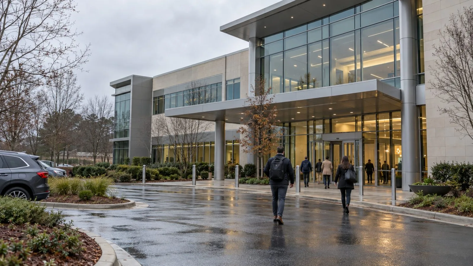 The Ingersoll Rand headquarters stands along Harbour Place Drive in Davidson, North Carolina. (AI-generated image / EconoTimes)