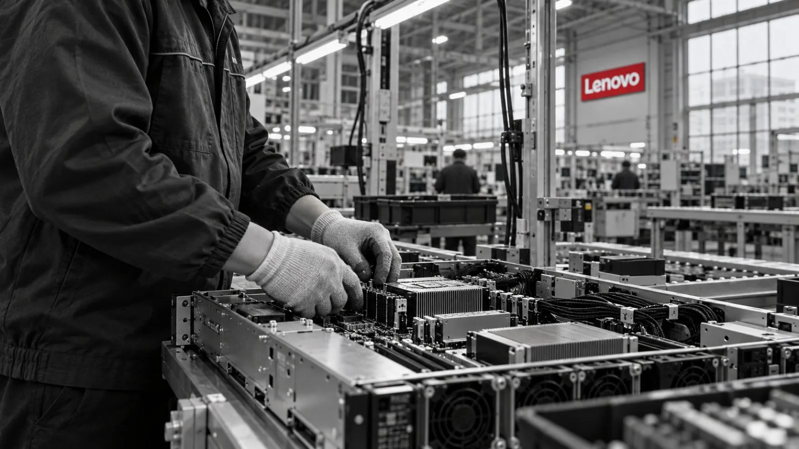 A worker assembles a server chassis at a factory in Hefei, China. / EconoTimes.ai