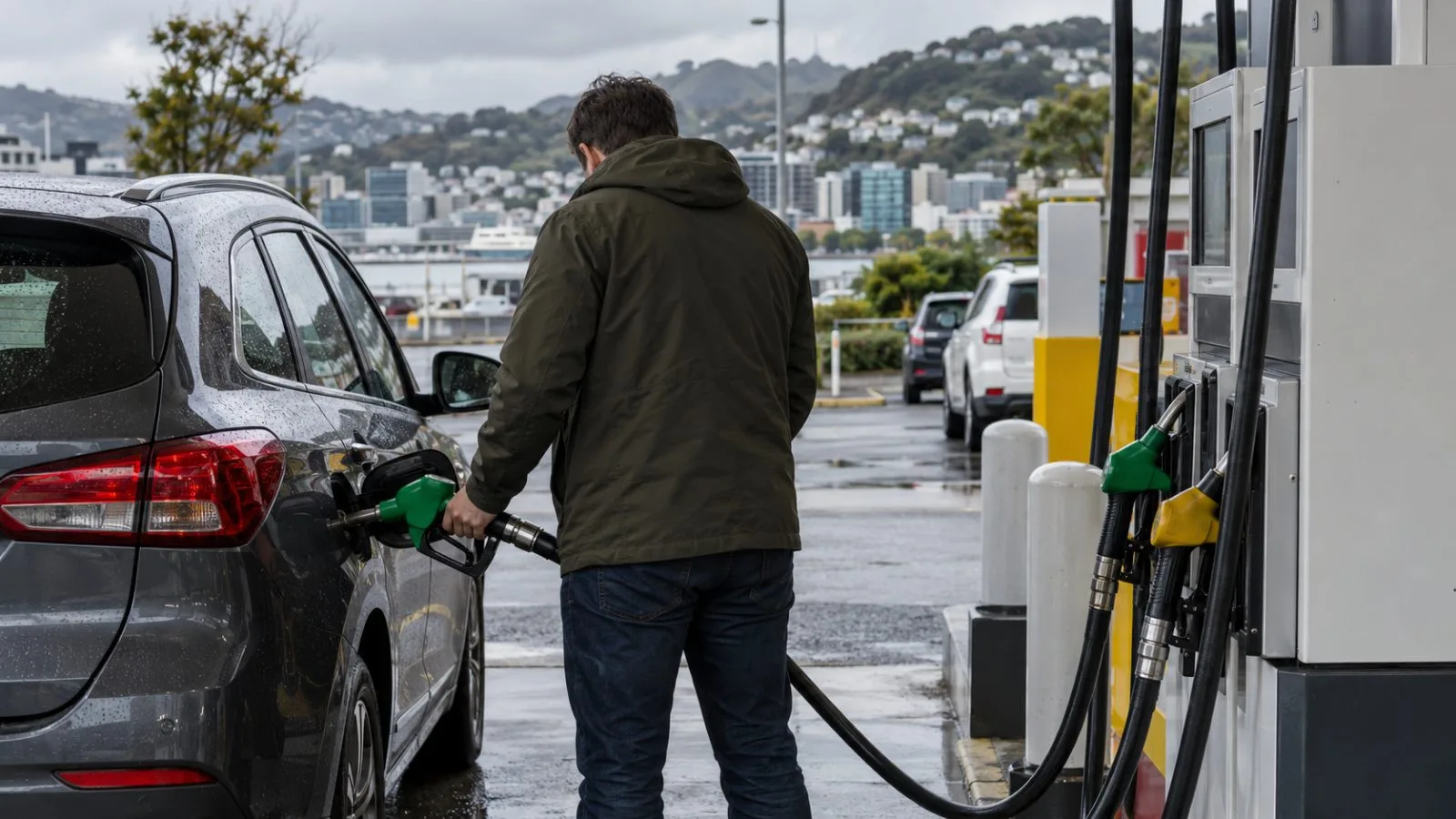 A driver refuels a car at a petrol station in Wellington, New Zealand. (AI-generated image / EconoTimes)