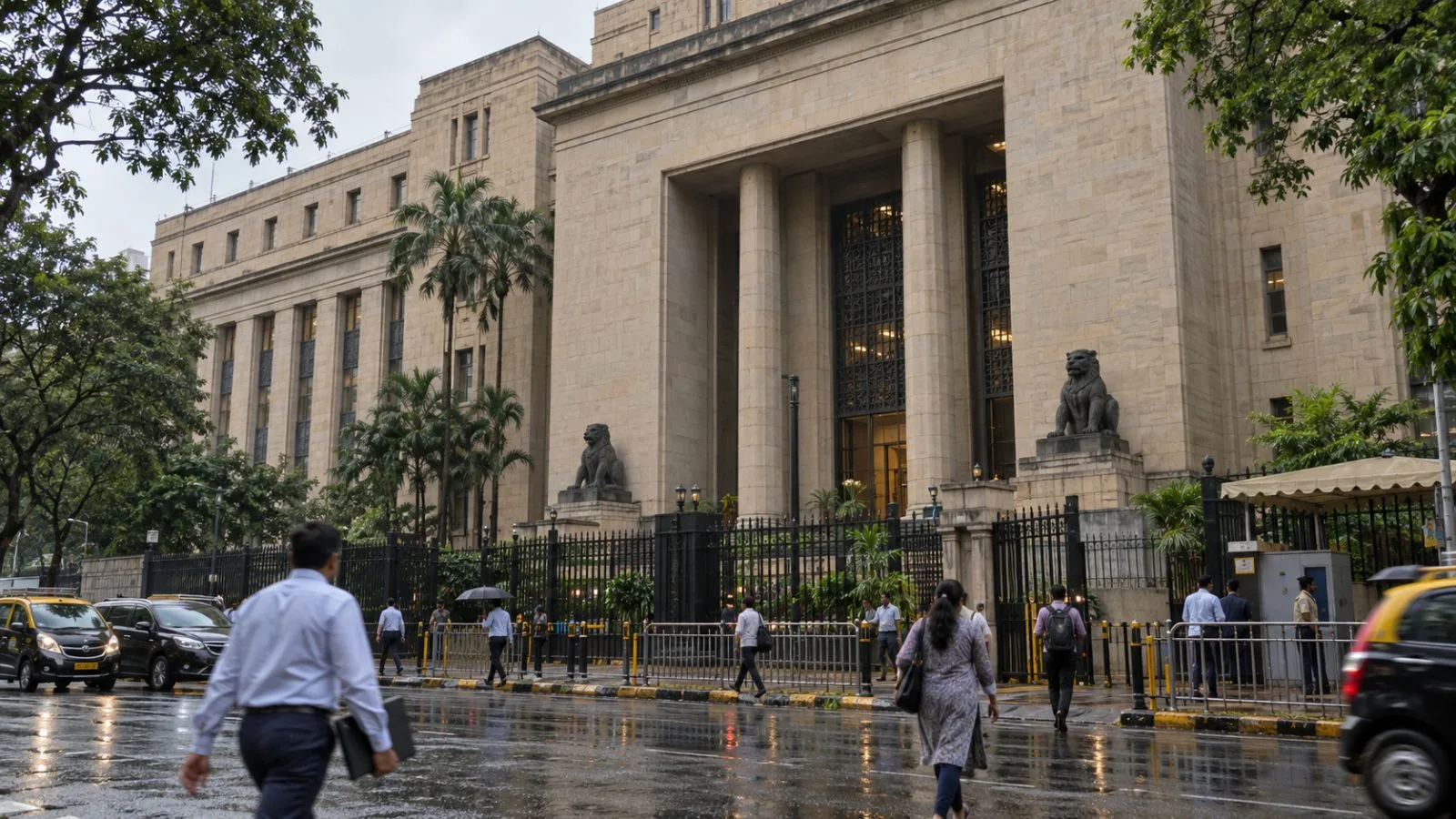 Pedestrians pass the Reserve Bank of India headquarters in Mumbai, India. (AI-generated image / EconoTimes)