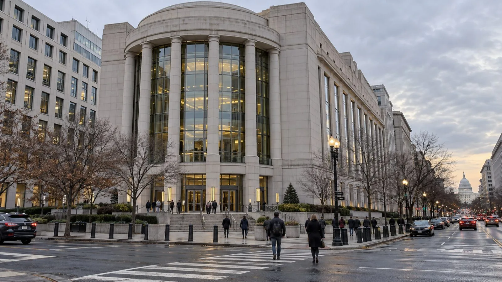 Pedestrians pass the U.S. Securities and Exchange Commission headquarters on F Street in Washington, D.C. (AI-generated image / EconoTimes)