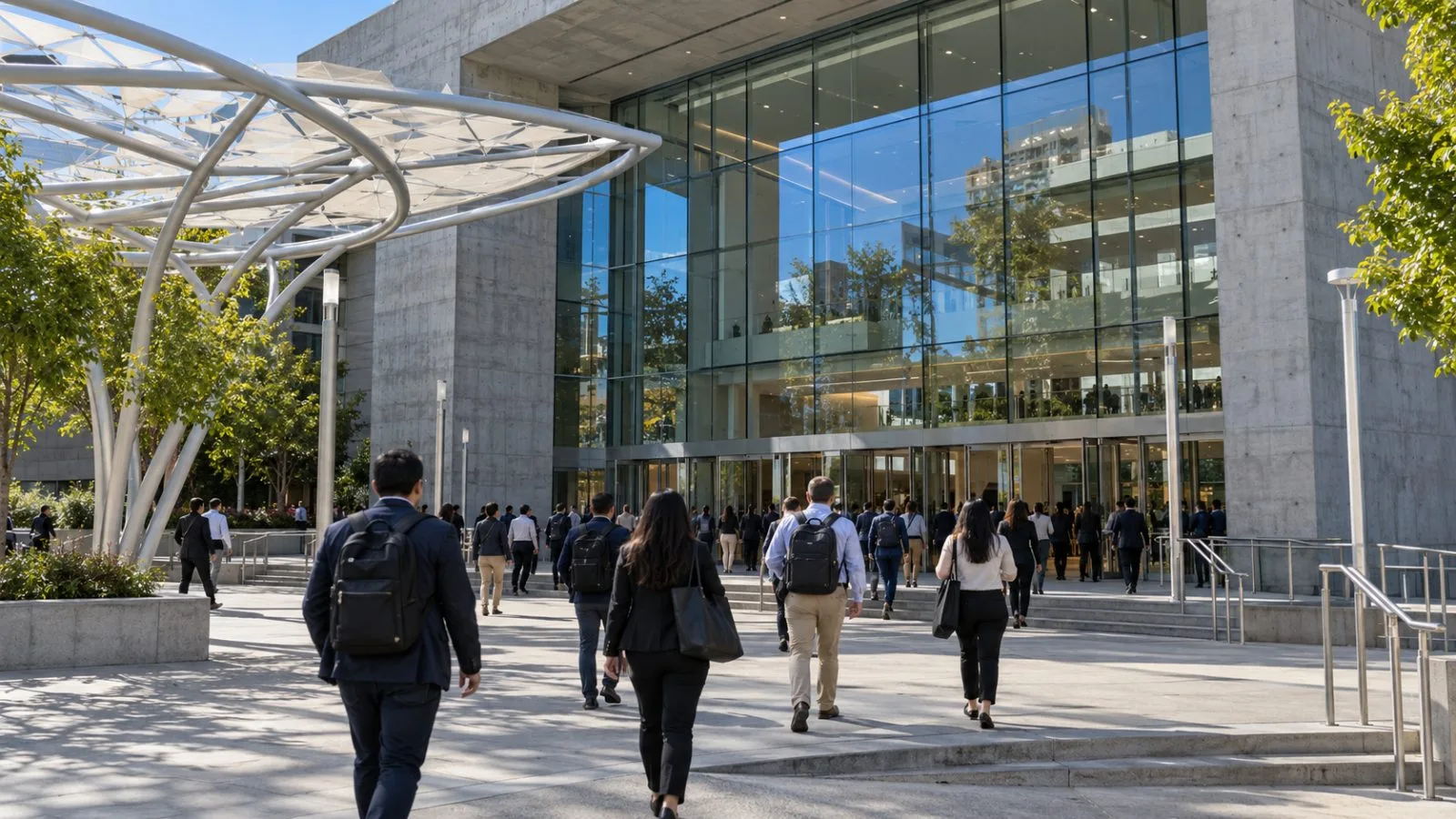 Attendees arrive outside the San Jose McEnery Convention Center in California (AI-generated image / EconoTimes)