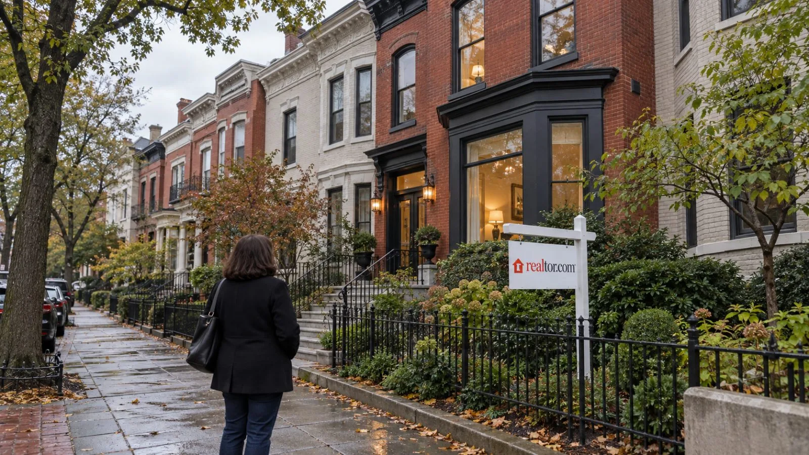 A prospective buyer stands outside a home on a Washington, D.C., residential street. / EconoTimes.ai