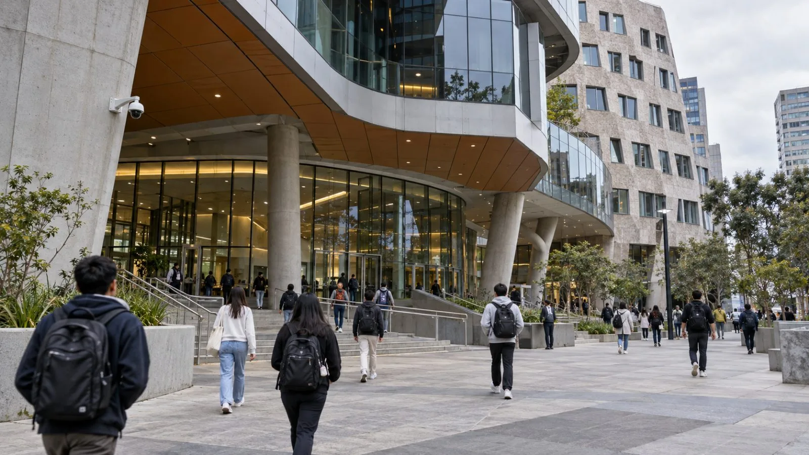 Pedestrians pass a security camera outside the University of Technology Sydney in Sydney. (AI-generated image / EconoTimes)