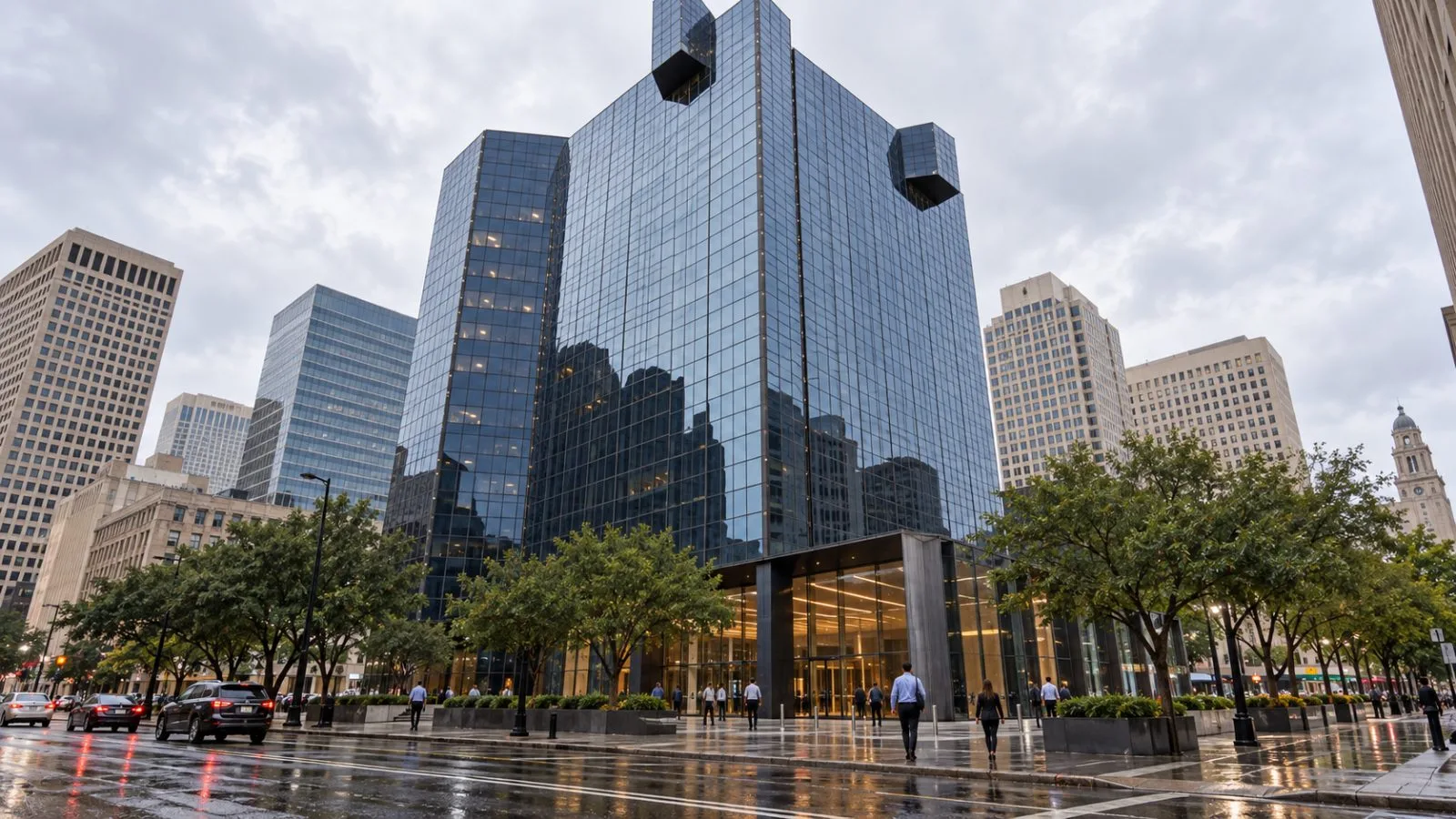 Office workers pass TPG Inc.'s downtown headquarters in Fort Worth, Texas. / EconoTimes.ai