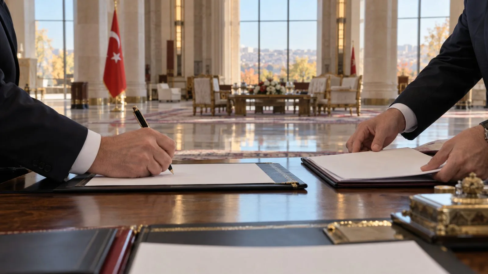 Officials sign bilateral agreements at Türkiye’s Presidential Complex in Ankara (AI-generated image / EconoTimes)
