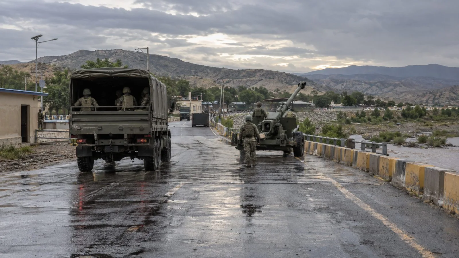 A military truck stands on the road near the Jimaní border crossing in the Dominican Republic. (AI-generated image / EconoTimes)