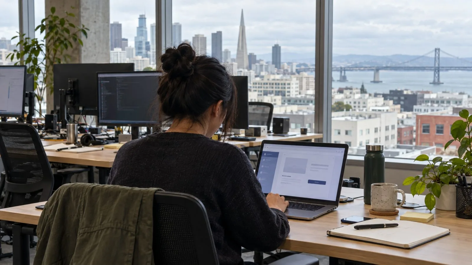 A developer tests a digital service payment flow on a laptop in San Francisco. (AI-generated image / EconoTimes)