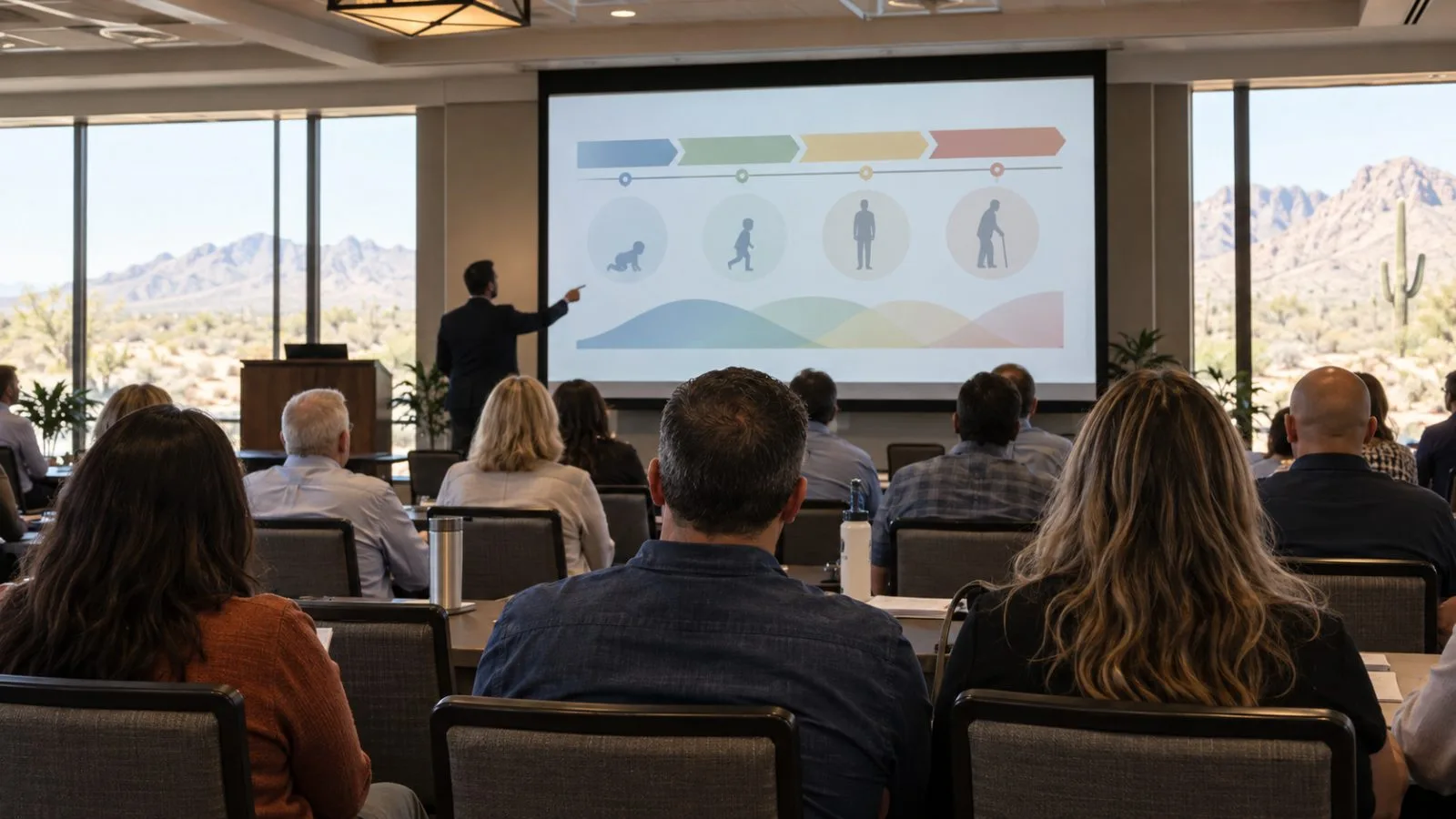 Attendees listen to a clinical presentation during a nursing symposium in Phoenix, Arizona. (AI-generated image / EconoTimes)