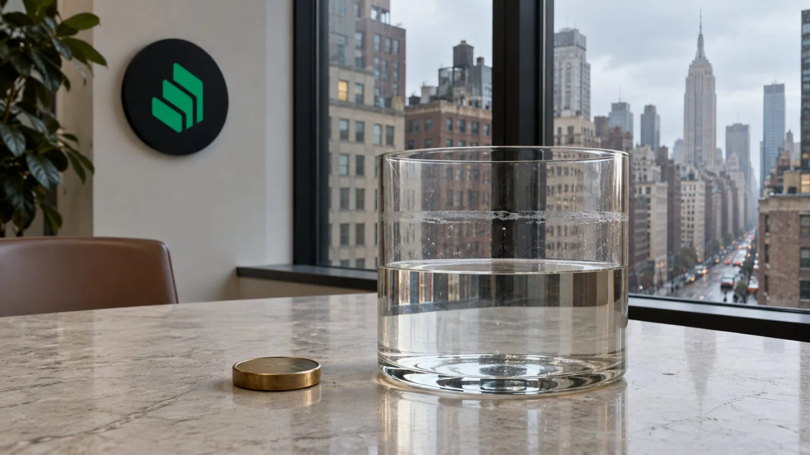 An editorial graphic shows a governance token beside a lending pool with a lowered waterline. / EconoTimes.ai