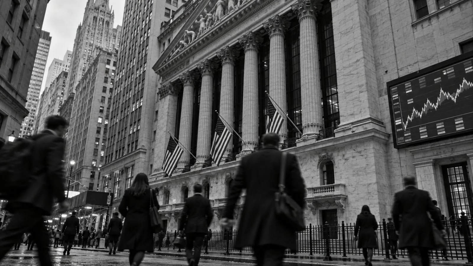 Pedestrians pass the New York Stock Exchange on Wall Street in Manhattan. / EconoTimes.ai