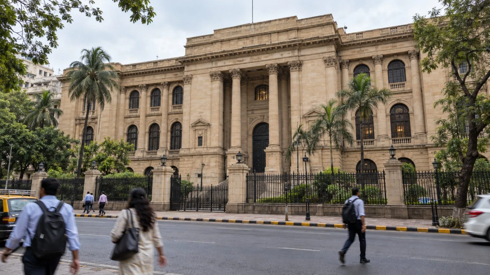 The Reserve Bank of India’s central office stands on a street in Mumbai’s Fort district. (AI-generated image / EconoTimes)